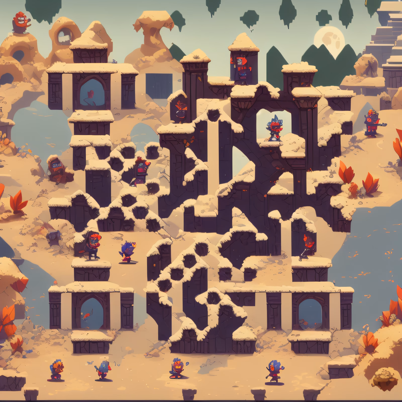 Pixel Ruins Game Level QR Code Art — image 1