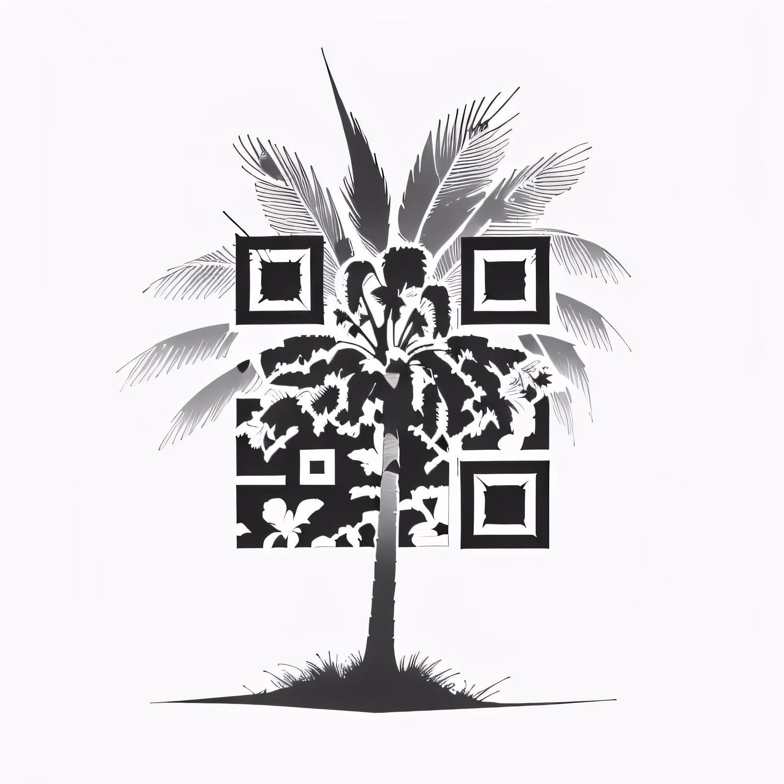 Palm Tree Ink Tattoo QR Code for Temporary Tattoos — image 1