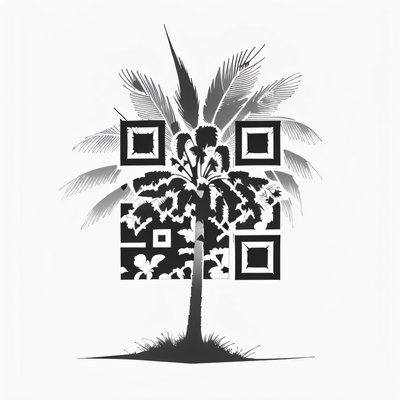 Пальма тушью в стиле тату: QR-код для временных тату