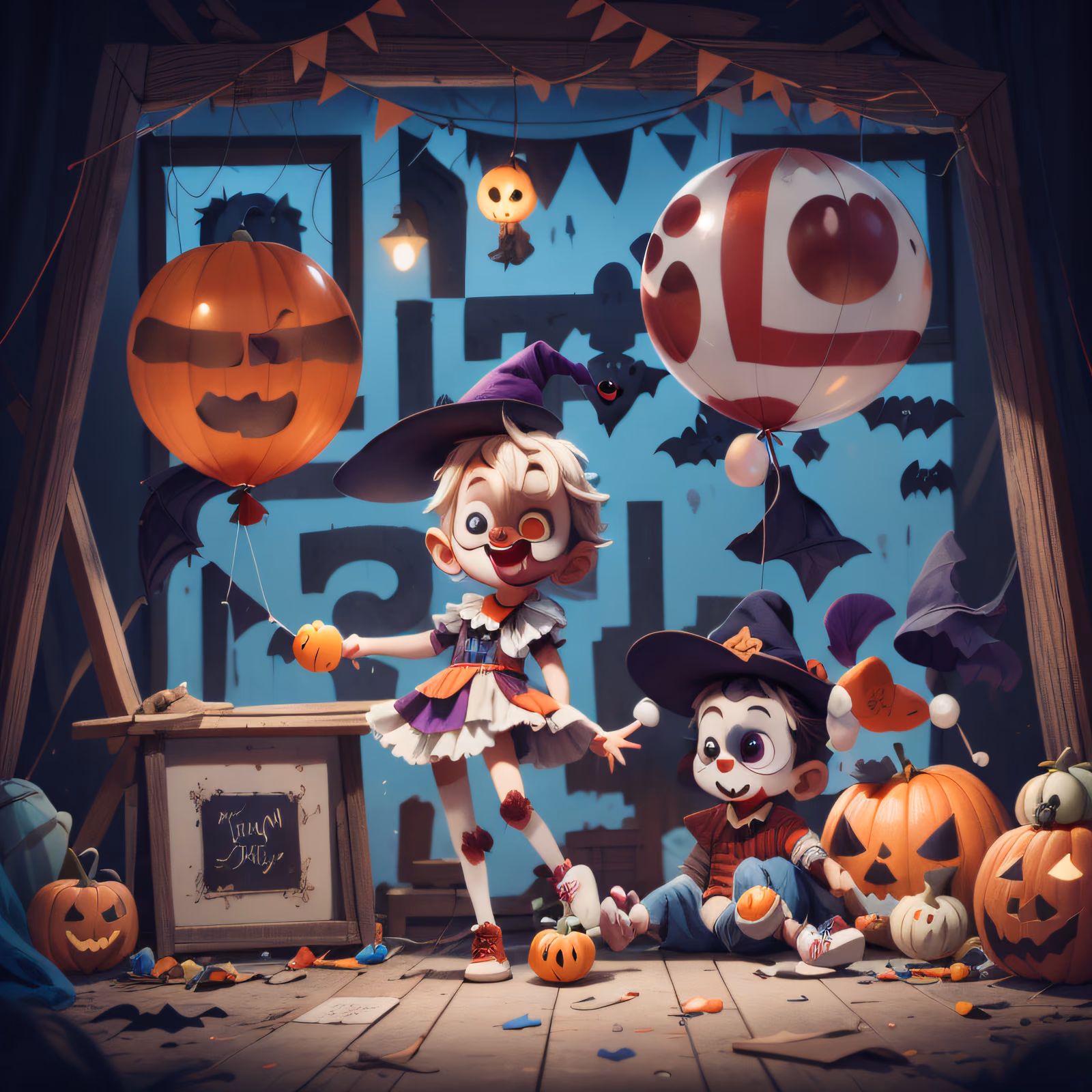 Halloween Clown Kids 3D QR Code for Posters — image 1