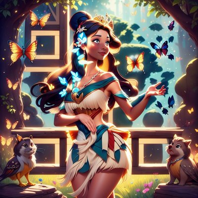 Princess With Butterflies Cartoon QR Code for Posters