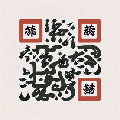 Зелёная каллиграфия тушью: QR-код для меню ресторана — изображение 1