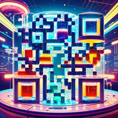 Retro Chemistry Lab Retrofuturism QR Code for Posters