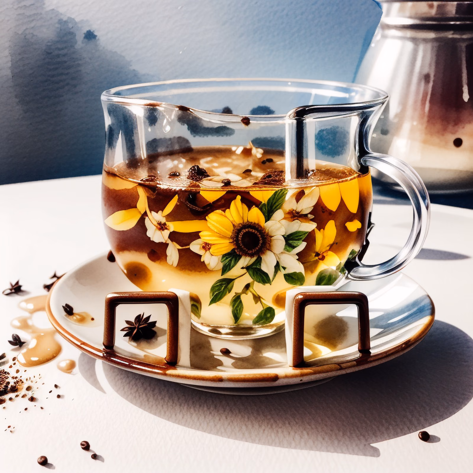 Glass Teacup Watercolor QR Code for Restaurant Menus — image 1