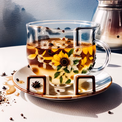 Glass Teacup Watercolor QR Code for Restaurant Menus — image 1
