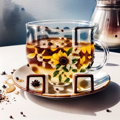 Glass Teacup Watercolor QR Code for Restaurant Menus