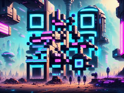 Neon Desert Outpost Cyberpunk QR Code Art
