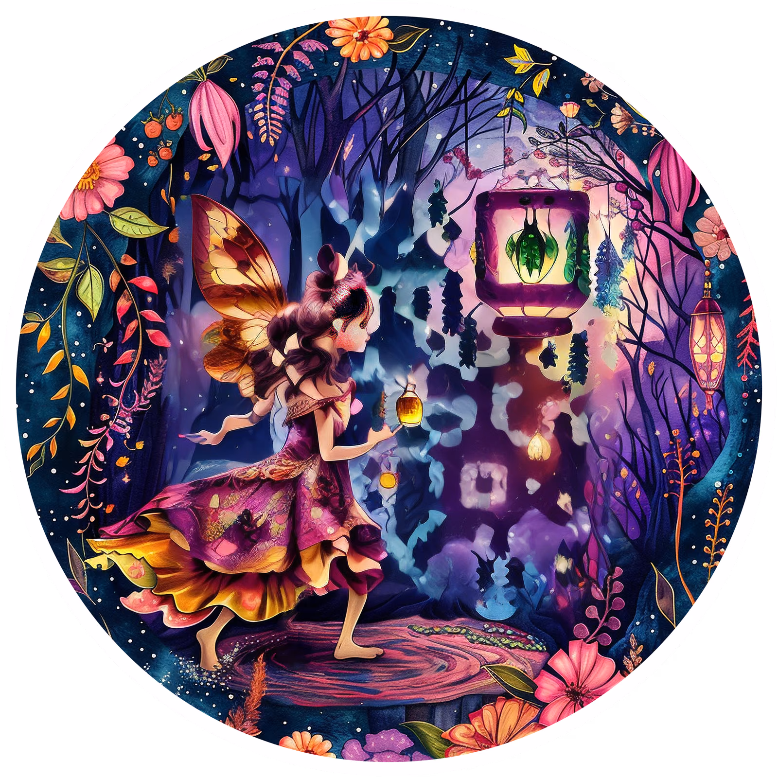Fairy with Lantern Fantasy QR Code for Stickers — image 1