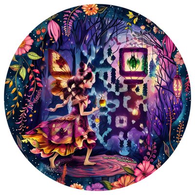 Fairy with Lantern Fantasy QR Code for Stickers