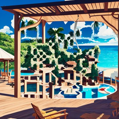 Tropical Beach Resort Vector QR Code for Posters