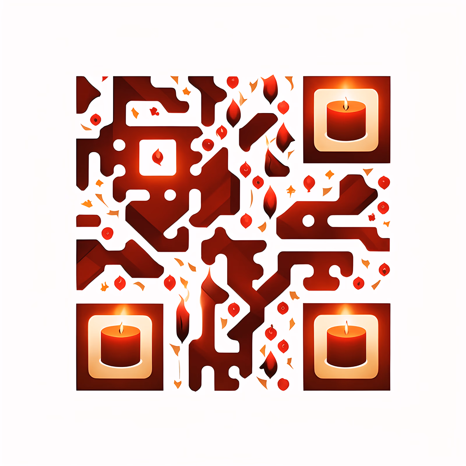 Red Candle Ornamental Vector QR Code for Packaging — image 1