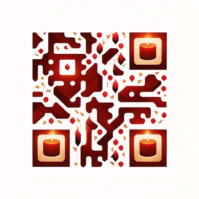 Red Candle Ornamental Vector QR Code for Packaging