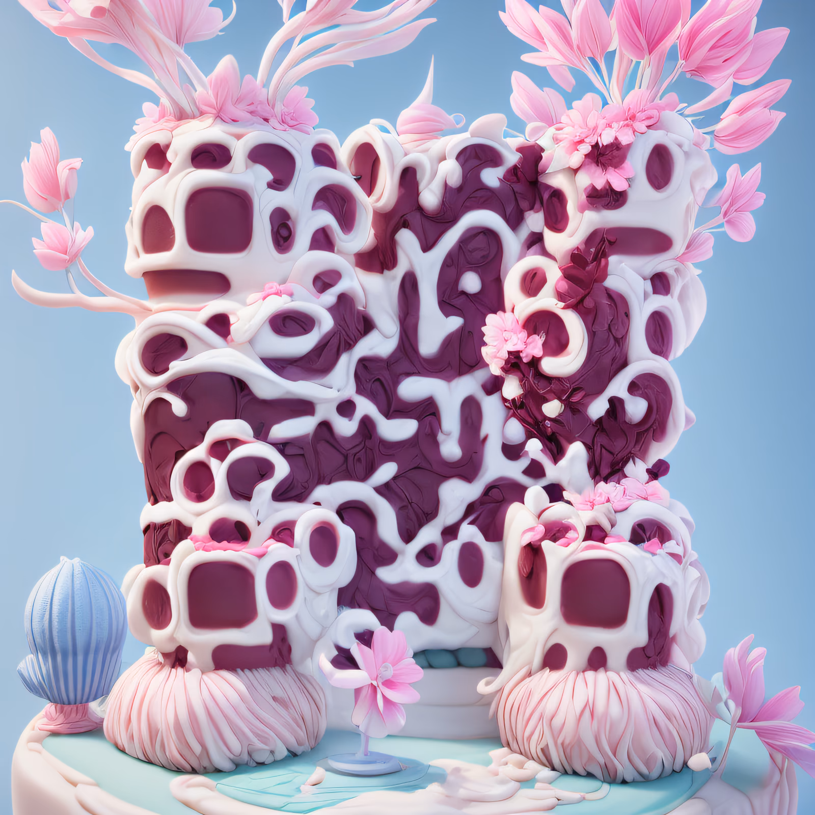 Pink Flower Cake 3D Render QR Code for Packaging — image 1