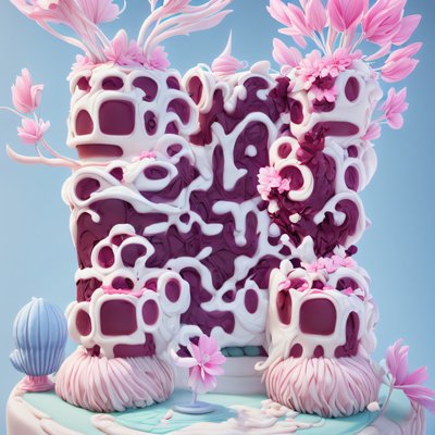 Pink Flower Cake 3D Render QR Code for Packaging