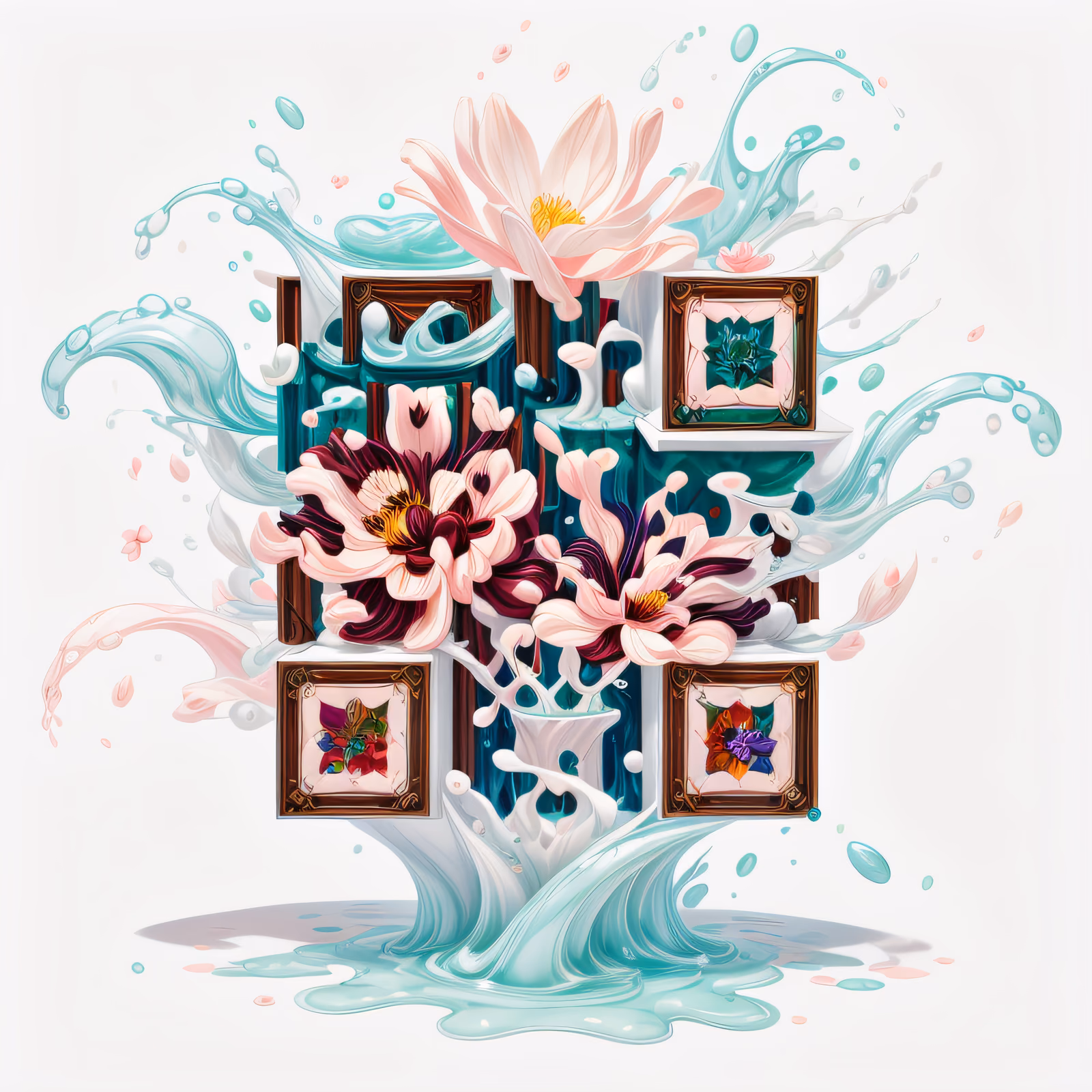 Floral Water Splash Digital Painting QR Code Art — image 1