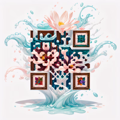 Floral Water Splash Digital Painting QR Code Art — image 1