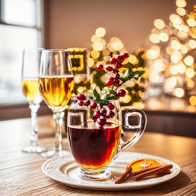 Mulled Drink Christmas Photo QR Code for Restaurant Menus