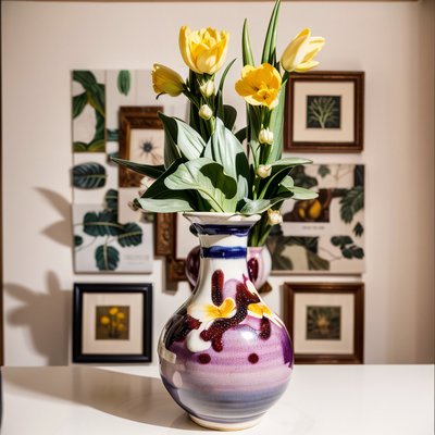 Yellow Tulips in Glazed Vase QR Code Art