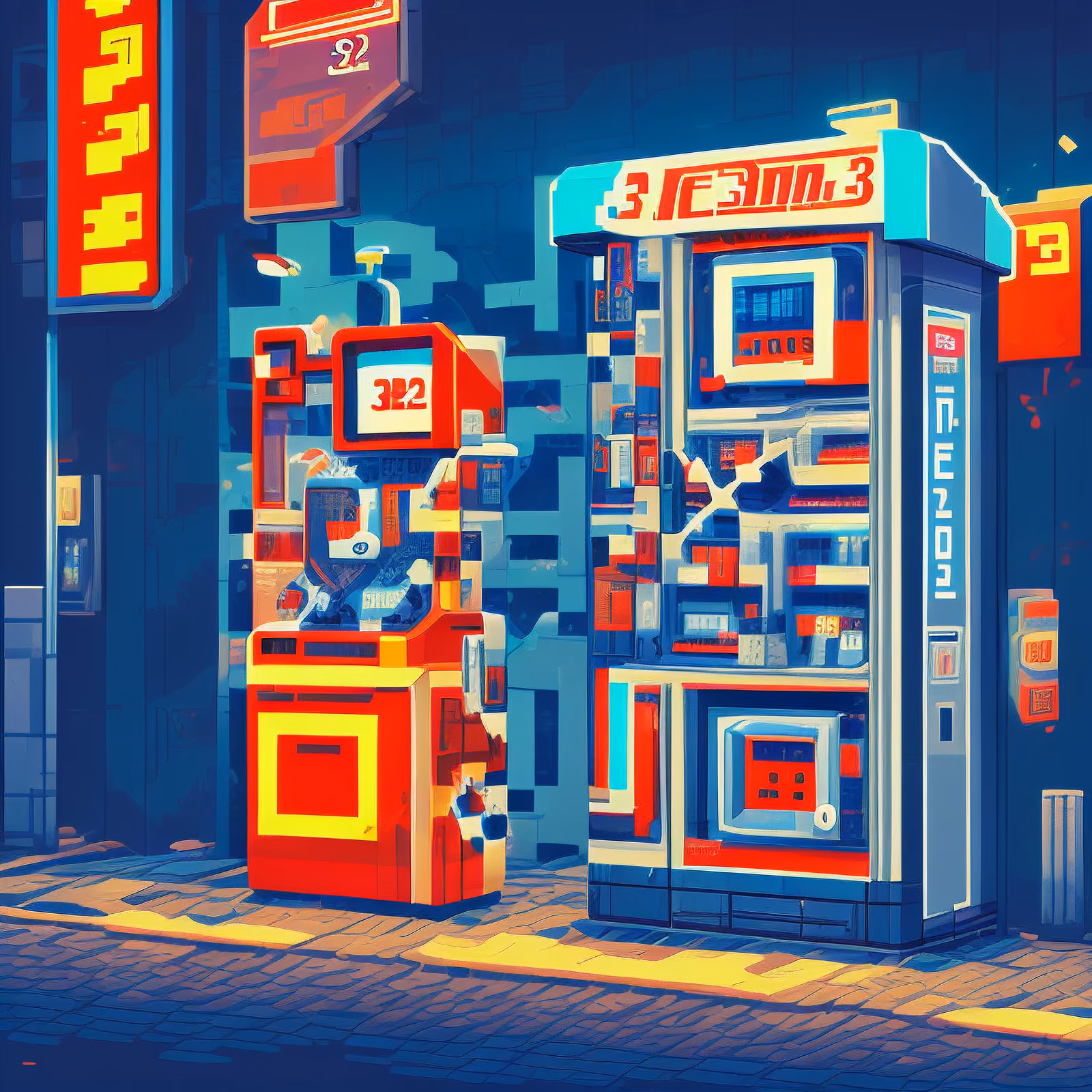 Pixel Art Neon Vending Machines QR Code for Posters — image 1
