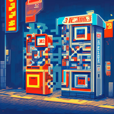 Pixel Art Neon Vending Machines QR Code for Posters — image 1