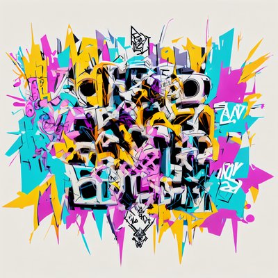 Graffiti Lettering Burst QR Code for Stickers