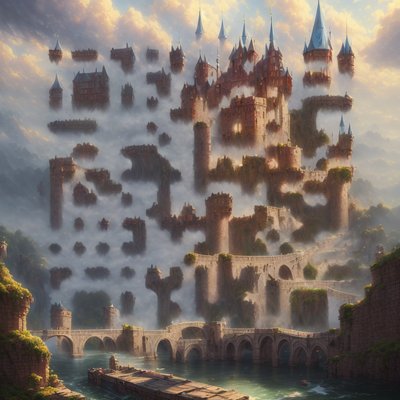 Misty Fantasy Castle Matte Painting QR Code Art