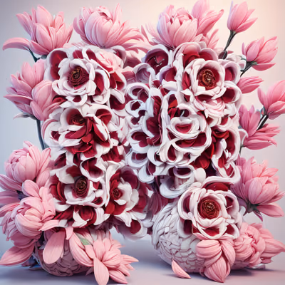 Pink Rose Bouquet 3D QR Code Art — image 1