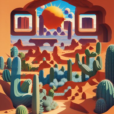 Desert Cactus Papercut Style QR Code Art