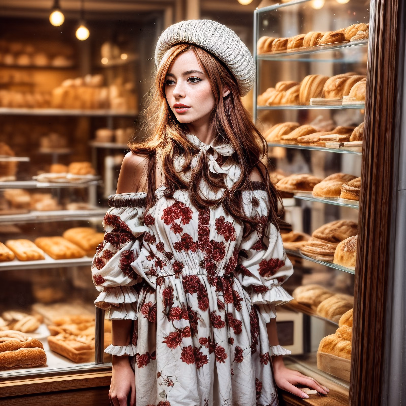 Woman in French Bakery Photorealistic QR Code for Posters — image 1