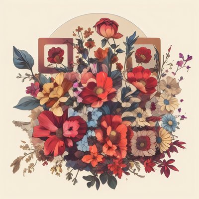 Red Floral Bouquet Vector QR Code for Stickers
