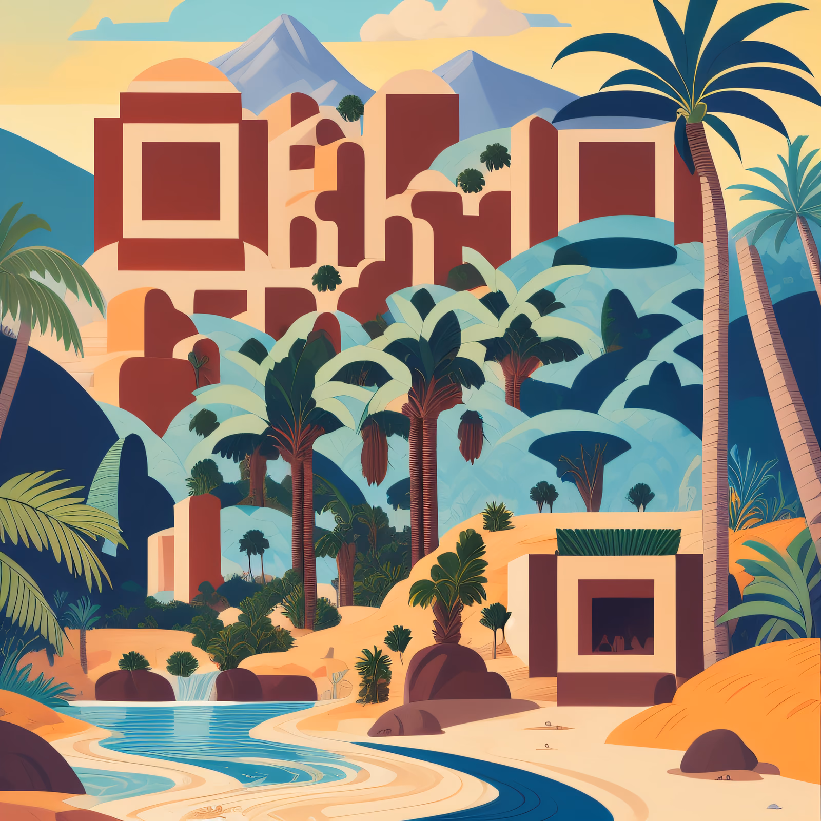 Tropical Oasis Palm Vector QR Code for Posters — image 1