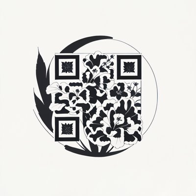 Hibiscus Palm Leaf Tattoo QR Code for Temporary Tattoos