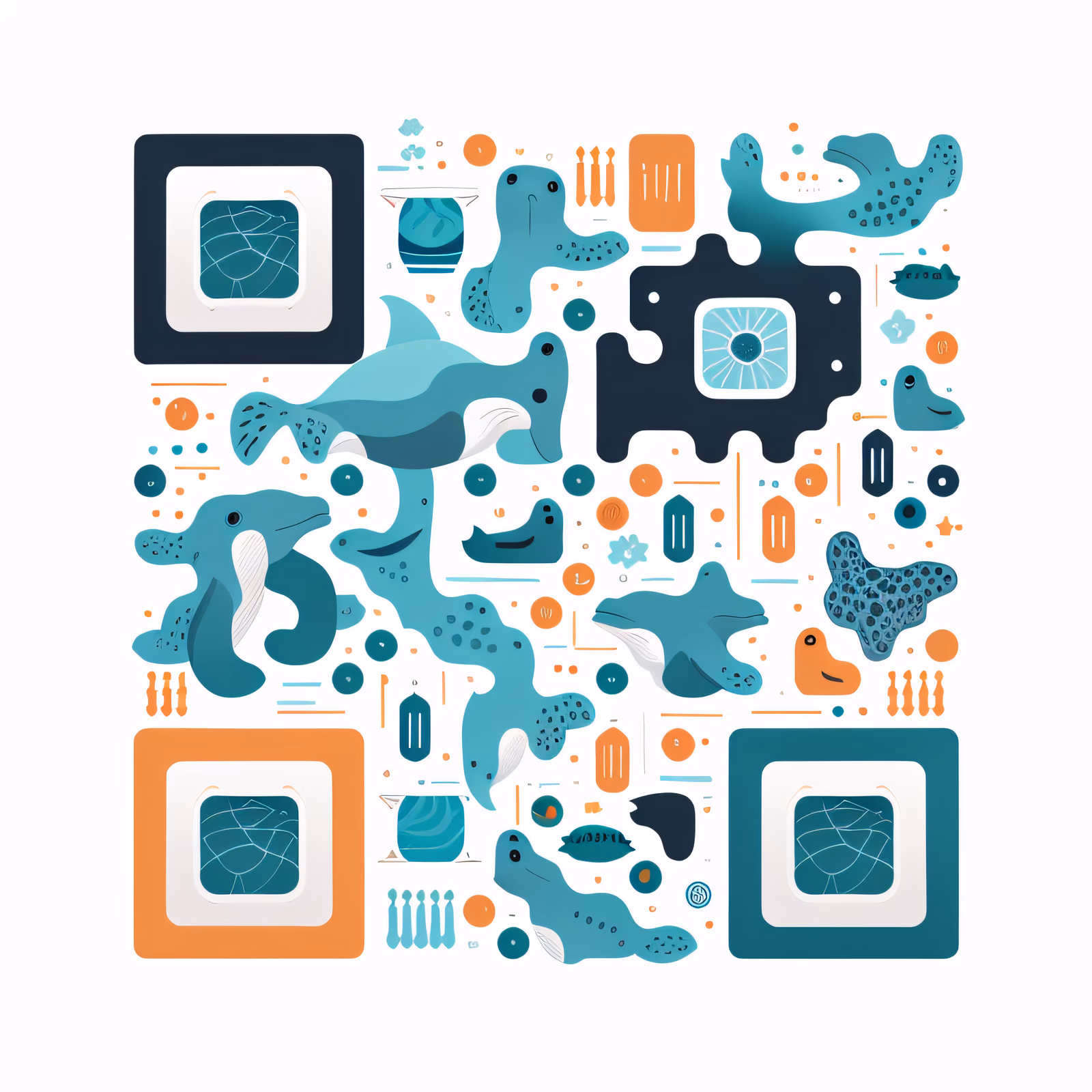 Ocean Wildlife Vector Icons QR Code for Posters — image 1