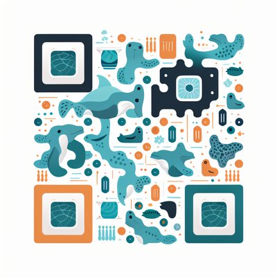 Ocean Wildlife Vector Icons QR Code for Posters