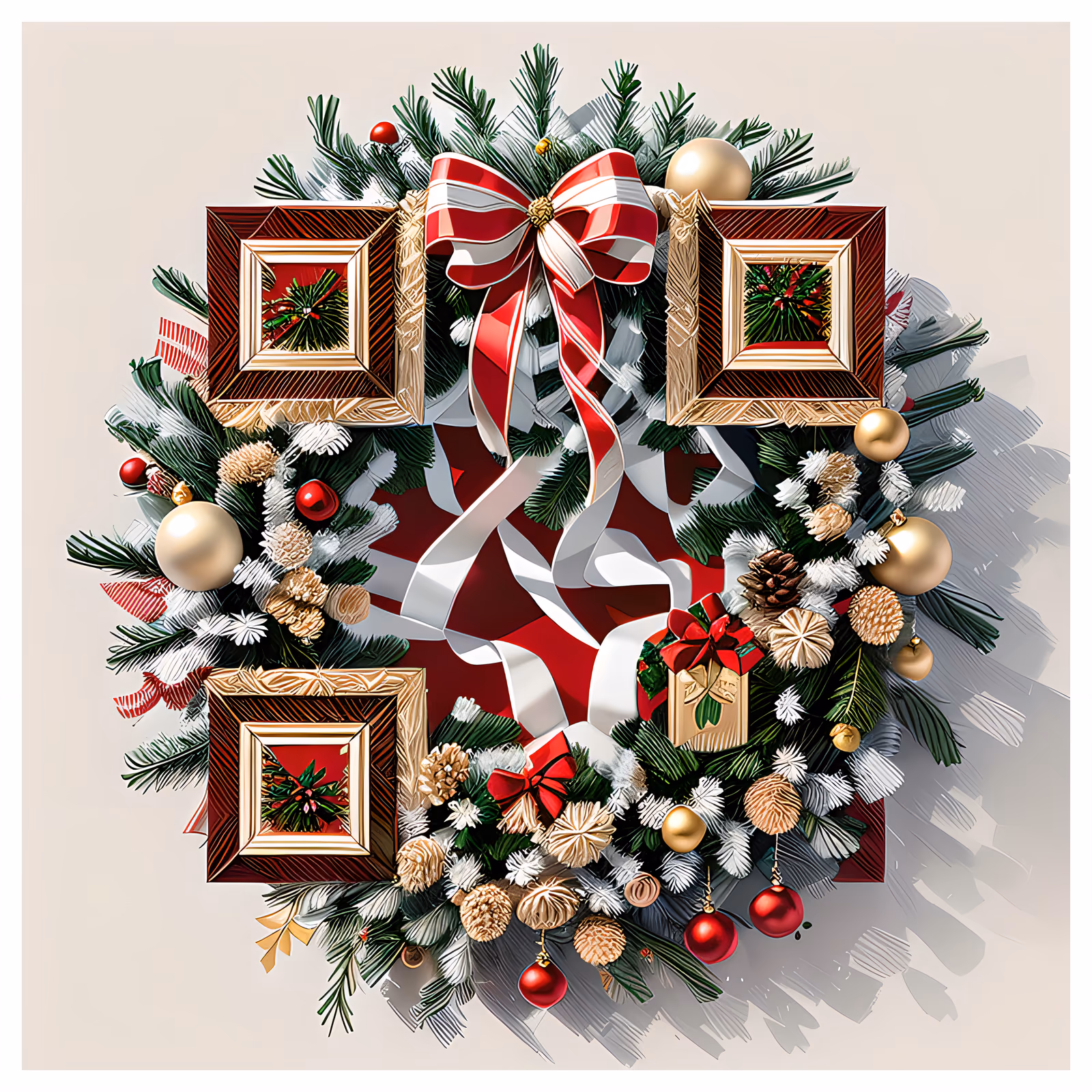 Christmas Wreath Digital Painting QR Code for Greeting Cards — image 1