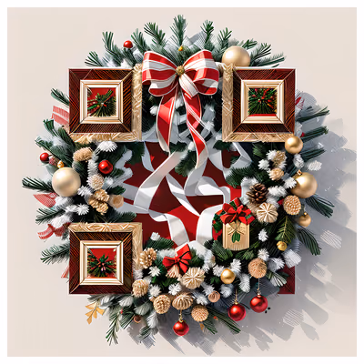 Christmas Wreath Digital Painting QR Code for Greeting Cards — image 1