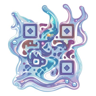 Жидкая клякса в векторе: QR-код для стикеров