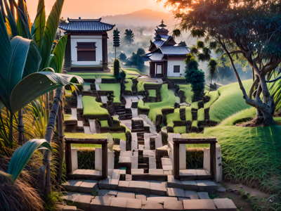 Bali Rice Terrace Sunrise Landscape QR Code for Posters — image 1