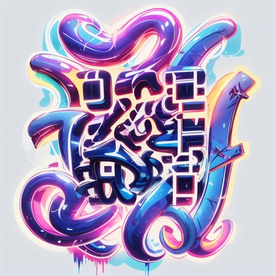 Glossy Graffiti Lettering QR Code for Stickers