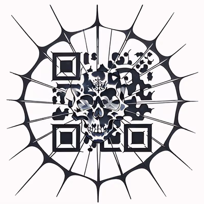 QR-код с черепом и паутиной в стиле тату для временных татуировок — изображение 1