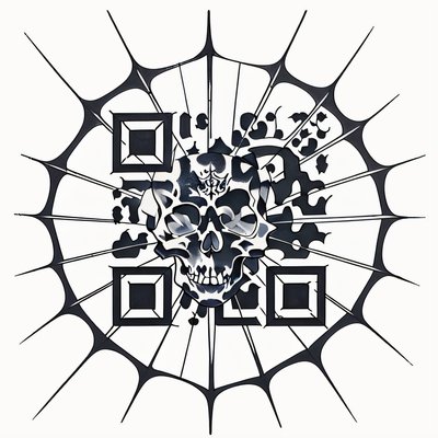Spider Web Skull Tattoo QR Code for Temporary Tattoos