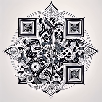 Black White Mandala Line Art QR Code for Temporary Tattoos — image 1