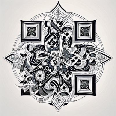 Black White Mandala Line Art QR Code for Temporary Tattoos