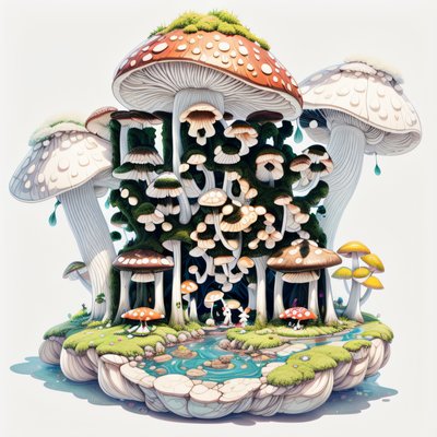 Giant Mushroom Island Game Art QR Code for Posters