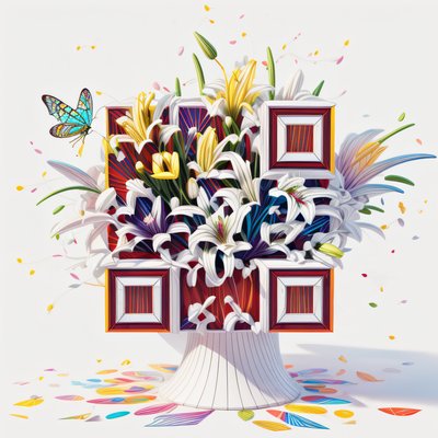 Lily Bouquet 3D Render QR Code Art