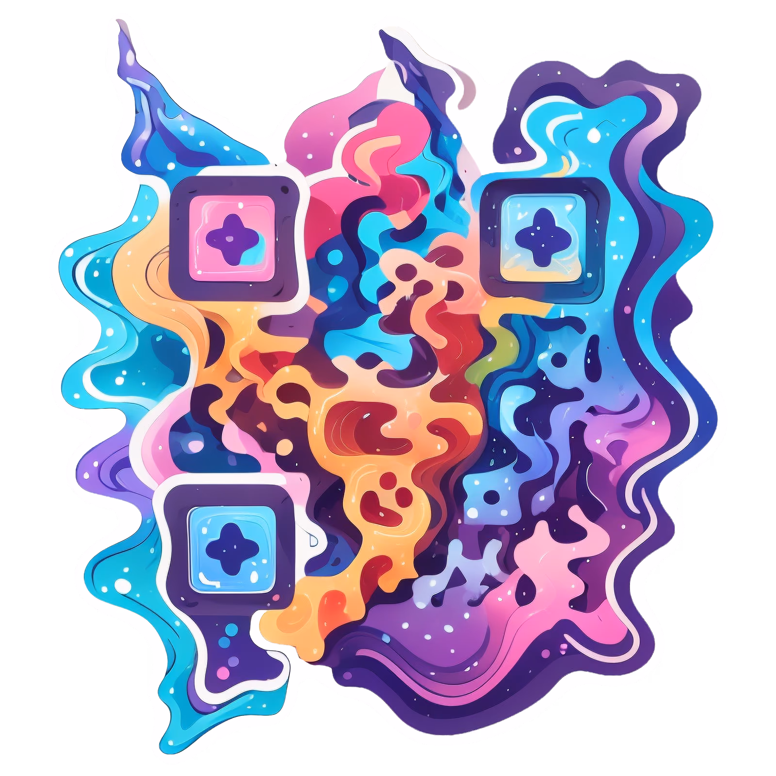 Flowing Wave Abstract Vector QR Code for Stickers — image 1
