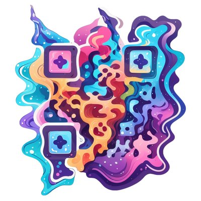 Flowing Wave Abstract Vector QR Code for Stickers