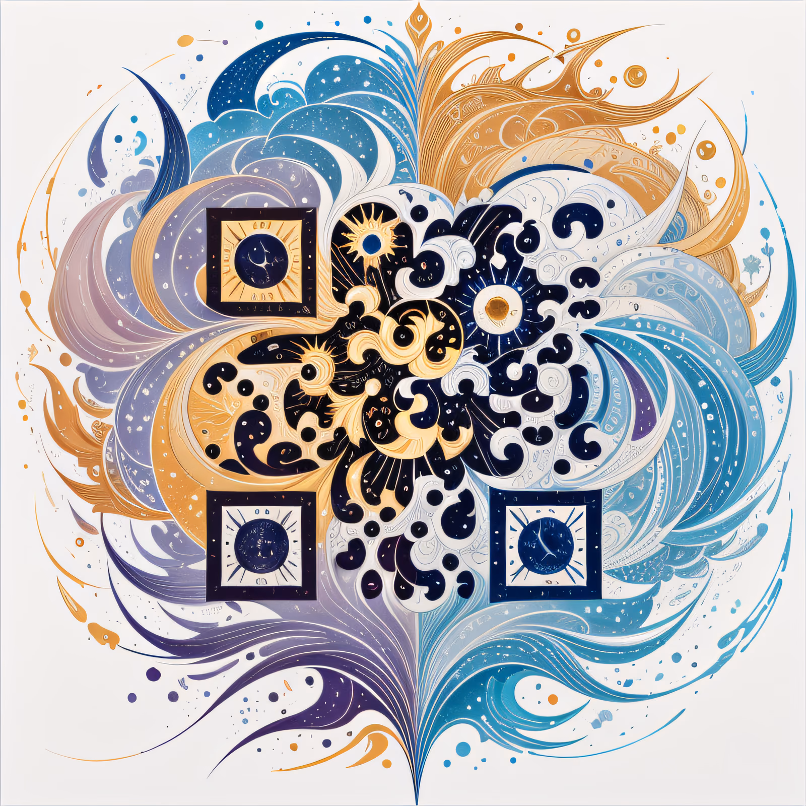 Орнаментальный QR-код с мандалой солнца и луны — изображение 1
