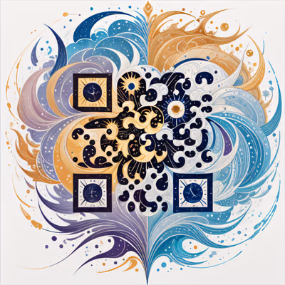 Орнаментальный QR-код с мандалой солнца и луны — изображение 1