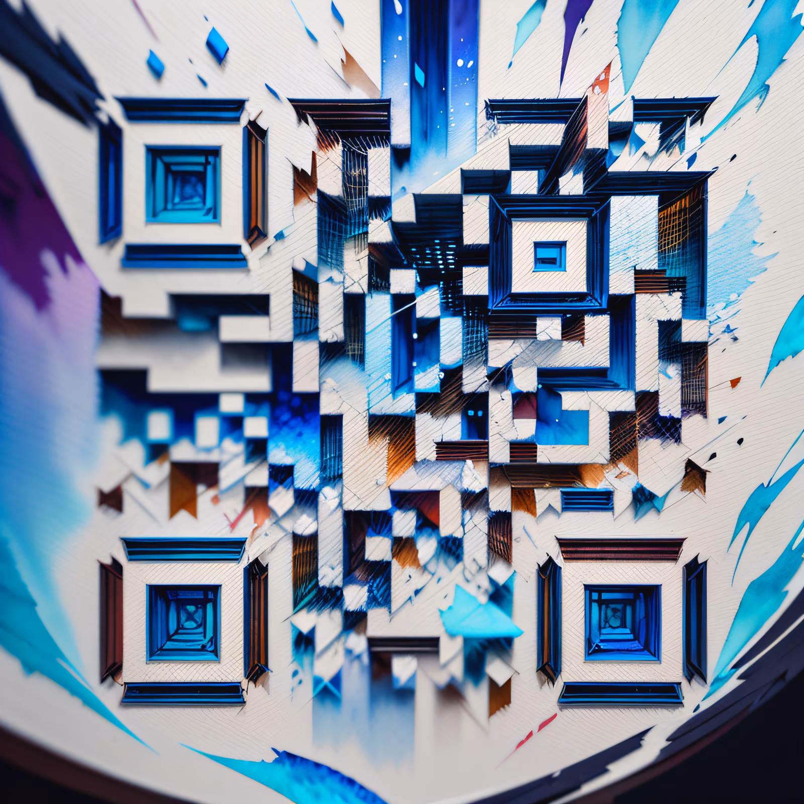 Abstract Watercolor Shards QR Code Art — image 1